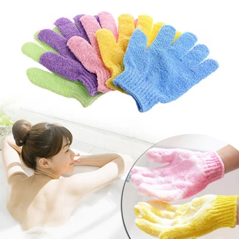 1 Пара Отшелушивающих перчаток для душа, Перчаток-скрабов, Стойкая губка для массажа тела, увлажняющая кожу, перчатка для СПА-ванны