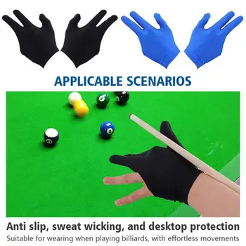 1 пара перчаток для бильярдного стола, Универсальные дышащие противоскользящие перчатки с открытым пальцем, спортивные три перчатки для бильярда, эластичные T6Z2