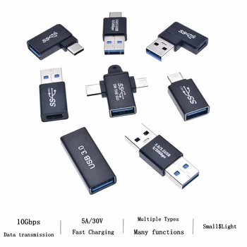1 шт. USB-адаптер Type C для мужчин и USB3.0 Для женщин, USB-разъем Type C Micro OTG, кабель USB 3.0 для USB C, Мини-адаптер, конвертер