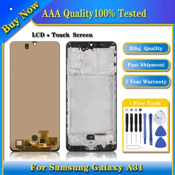 100% Протестированный Оригинальный Super OLED ЖК-экран Samsung Galaxy A31 SM-A315 с цифровым преобразователем в Полной сборке и рамкой (черный)