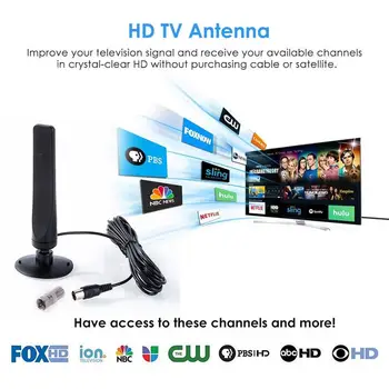 1080P Внутренняя Цифровая Телевизионная Антенна Приемник сигнала Телевизионной Антенны HDTV Mini DVB-T2 Антенна 3,0 М 20DBI HD Телевизионная Антенна 1000 Миль