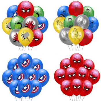 10шт 12-дюймовый Латексный воздушный шар на тему Супергероя Диснея Человек-паук Халк Железный Человек Баллоны Украшение Детского Дня рождения Надувные игрушки