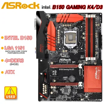 1151 Материнская плата ASRock B150 Gaming K4/D3 4xDDR3 64G С Поддержкой Core 6-го поколения Core i5-7400 i3-6100 cpu USB 3.1 Материнская плата Intel B150