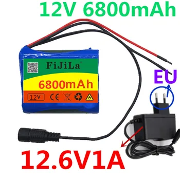 12V 6800 mAh 18650 Литий-ионная Аккумуляторная Батарея для Камеры видеонаблюдения 3A Батареи + Зарядное устройство 12,6 V EU US + Бесплатные покупки