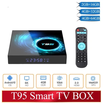2023 T95 Smart TV Box Android 10,0 Игровая Двойная Wifi 3D Голосовая 4G 16g 32gb 64gb 4k Четырехъядерная телеприставка Медиаплеер