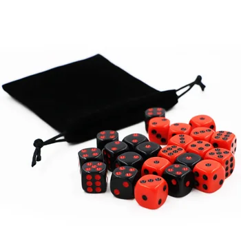 24 шт./компл. Красный/черный набор кубиков с бархатной сумкой Забавный игровой аксессуар