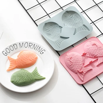 2Cavity 3D Силиконовые Формы для Торта В Форме рыбы-Окуня В Японском Стиле, Карп, Форма Для выпечки Десертного Хлеба, Кондитерских изделий, Инструменты для детского питания