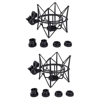 2X Ударное крепление для микрофона, Регулируемое крепление, подставка для микрофона для записи, Металлический кронштейн, подставка для микрофона (черный)