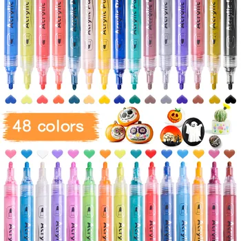 48 цветов Акриловые ручки для рисования, Маркеры для рисования, Ручки для камней, поделок, керамики, стекла, дерева, ткани, холста -Art Craft