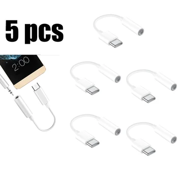 5 шт. белый USB Type C до 3,5 мм Разъема для наушников Аудио Адаптер Конвертер для Sumsang Xiaomi Redmi Poco Pixel 3,5 мм Аудиокабель
