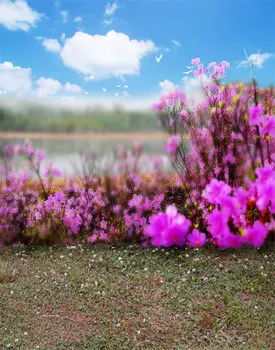 5x7ft Фиолетовые цветы Озеро Река Фотографии фонов реквизит для фотосессии студийный фон