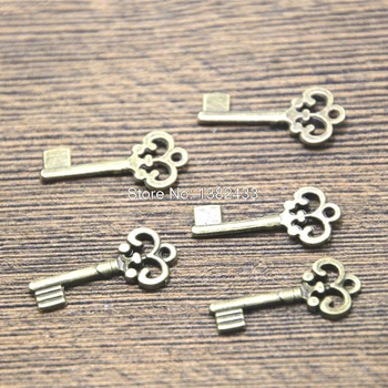 60 шт.-Брелки для ключей, Античная бронза, Прекрасный Мини-Филигранный Цветок, Брелок для ключей, Подвеска 12x23 мм
