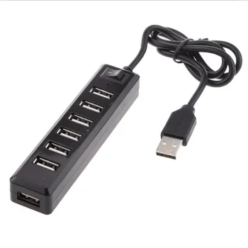 7 Портов USB2.0 Адаптер-концентратор Индикатор включения/выключения Питания Plug & Play Высокоскоростной USB-концентратор Портативный для ПК Ноутбук