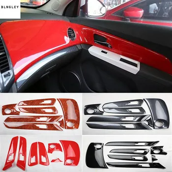 7 шт./лот, покрытие из АБС-пластика из углеродного волокна или деревянное покрытие для внутренней двери, украшение для инструментов, чехол для Chevrolet Chevy Cruze 2009-2013
