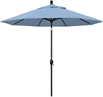 9-дюймовая круглая алюминиевая подставка, кривошипный подъемник, кнопка наклона, черный шест, зонт Sunbrella, 9 ножек