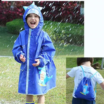 90-145 см, водонепроницаемый плащ с 3D Динозавром, Детский дождевик, куртка для мальчиков и девочек, пончо для учащихся начальной школы