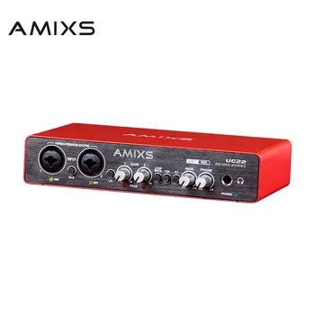 AMIXSQ22 Аудиоинтерфейс для записи компьютера Бесплатный привод USB Внешняя звуковая карта для профессионального аудиооборудования Pc