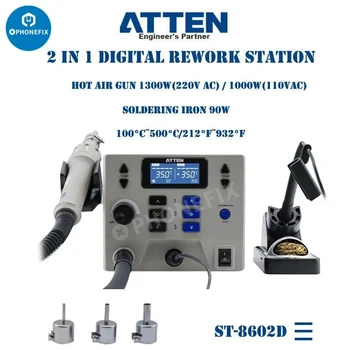 ATTEN ST-8602D 1300 Вт Цифровая Станция для Распайки горячим воздухом SMD Паяльная Станция Профессиональные Чипы печатных плат Прецизионная Электронная Переделка