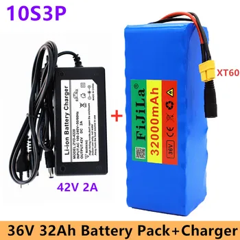 Batterie 10S3P lithium 18650 36V, 32ah, 42V, pour vélo électrique, BMS 30a intégré, avec dispositif de fusible, 250W-600W, charg