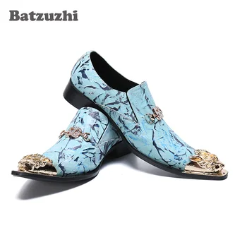 Batzuzhi/Мужская Обувь; Золотые Деловые Кожаные туфли с острым носком; Роскошные Вечерние и свадебные туфли ручной работы; Мужские Zapatos Hombre, 12