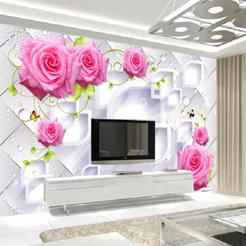 beibehang Пользовательские фрески 3D стерео фото обои розовая лоза papel de parede diamond ТВ фон обои спальня 3D фреска