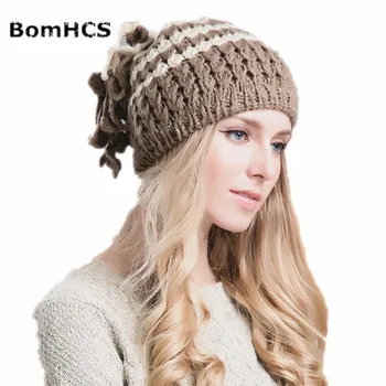 BomHCS Fashion Simplicity Женская Зимняя теплая Мозаичная шапочка ручной вязки