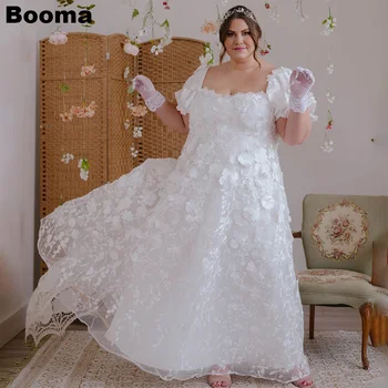 Booma Белые Кружевные платья для выпускного вечера с вышивкой, Длинные вечерние платья с короткими рукавами и цветочным рисунком для свадебной вечеринки, Праздничные платья Большого размера