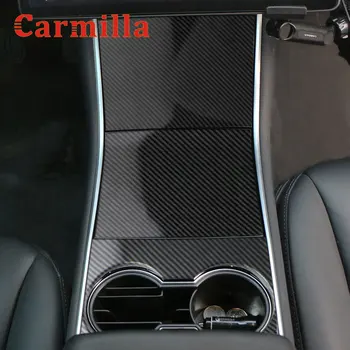 Carmilla, 3 шт./компл., Защитная нашивка на центральную панель управления автомобиля из углеродного волокна для Tesla Model 3, Аксессуары для модели Y 2017-2020