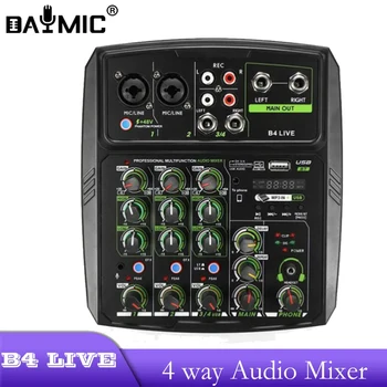 DAYMIC B4 LIVE Профессиональный мини-4-канальный USB аудиомикшер, микшерный пульт для записи трансляции DJ