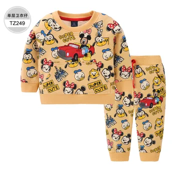 Disney Модные Комплекты Осенней одежды для Маленьких мальчиков и девочек, детская спортивная толстовка, Брюки, костюмы из 2 предметов, Наряды