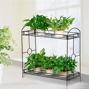 Easyfashion Двухъярусная металлическая подставка для растений и цветов, подставка для цветочных горшков, подставка для растений на открытом воздухе