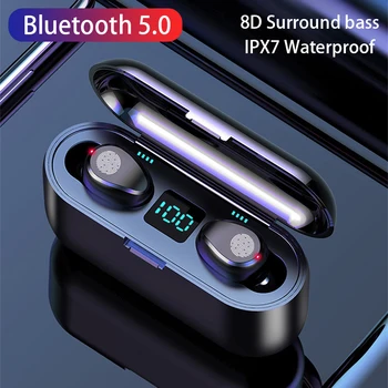 F9 TWS Беспроводная Bluetooth-Гарнитура IPX7 Водонепроницаемые Сенсорные Наушники Game Sport Earbud Hi-Fi Стерео Наушники для iPhone iPad Xiaomi