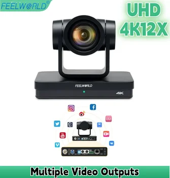 FEELWORLD UHD4K12X Несколько видеовыходов USB POE 12-кратный Оптический Зум Автофокусировка SDI HDMI IP 4K @ 30 кадров в секунду 4K PTZ-камера