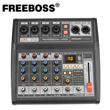 Freeboss AT-04M Портативный Источник Питания постоянного тока 5 В Bluetooth USB Интерфейс 4 Канала 16 Эффектов ПК запись Звуковой Карты Аудио Микшерная Консоль