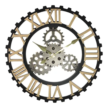 Gear 3d Большие настенные часы из Дерева Винтажные Креативные Часы для украшения стен Кофейни Потертый Необычный Шикарный Большой Промышленный декор SYGM