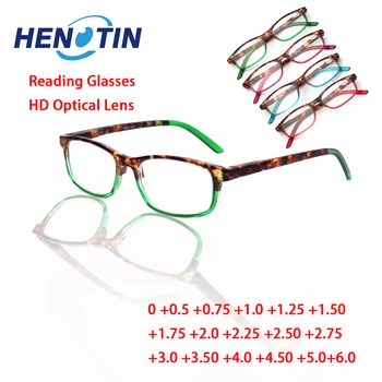 Henotin Очки Для Чтения с Пружинным Шарниром Модная Красочная Оправа Для Мужчин И Женщин HD Reader Рецептурные Очки С Диоптриями +0+1.0+5.0+6.0