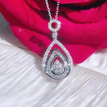 Huitan Каплевидный Кулон Ожерелье Серебристого Цвета С Кристаллами Кубического Циркония Ожерелья Свадебные Украшения Вечности для Женщин 2021