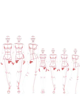L/M/S Инструмент для рендеринга одежды с ручной росписью, модная живопись человеческого тела, динамический шаблон, линейка