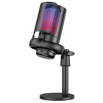 ME6S USB Игровой Микрофон Студийный Профессиональный Микрофон для ПК Компьютерная Запись Потокового Караоке с RGB подсветкой Конденсаторный микрофон