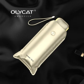 OLYCAT Новый Плоский Роскошный Солнцезащитный Зонтик Anti UV Titanium Silver Карманный Мини-зонтик Rain Women Travel Cool Down Летний Зонтик 6K