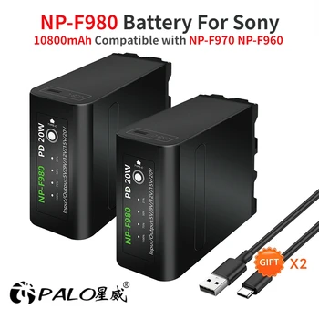 PALO 10800 мАч, NP-F960, NP-F980, NP-F970, NP-F750, NP-F550, Аккумулятор для SONY HVR-HD1000, HVR-HD1000E, HVR-V1J MC1500C 190P, зарядка через USB