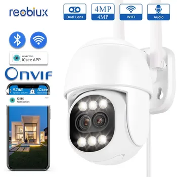 Reobiux 4MP PTZ WiFi IP-камера Защита Безопасности С Двумя Объективами 2K IP-камера CCTV Камера наблюдения Для ICSEE Поддержка NVR UNVIF