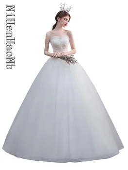 Robe De Mariee/ Новые Свадебные платья без бретелек С Аппликациями, Модное Оптовое Дешевое Платье Невесты Vestidos De Novia