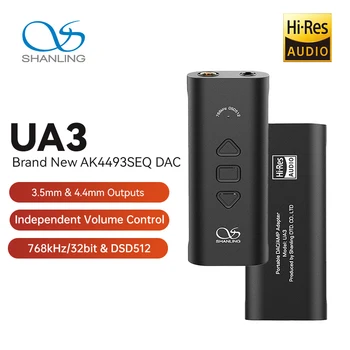 SHANLING UA3 AK4493SEQ DAC Независимый усилитель с Чипом RT6863 Двойной Hi-Fi Аудио Портативный USB-Усилитель DAC 3,5 мм 4,4 мм