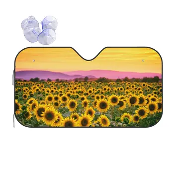 Sunflower Sunset Складной солнцезащитный козырек на лобовое стекло 70x130 см, солнцезащитный козырек из алюминиевой фольги с цветочным Рисунком, защита от солнечных лучей