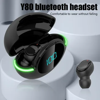 TWS Y80 Наушники Bluetooth Наушники с Микрофоном Светодиодный Дисплей Беспроводные Bluetooth Наушники для iPhone IOS Android