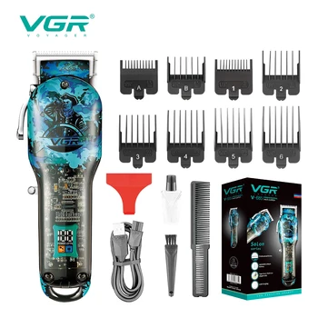 VGR Машинка для стрижки волос Профессиональная Машинка для стрижки волос Перезаряжаемая Машинка для стрижки волос Прозрачные Беспроводные Регулируемые Машинки для стрижки волос для мужчин V-685