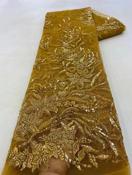 XML Африканская Кружевная ткань для Жениха 2023, Вышивка бисером, Нигерийская Свадебная Высококачественная Кружевная ткань из французского Тюля для Свадьбы