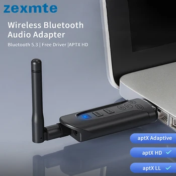 Zexmte Bluetooth 5,3 Аудио Адаптер USB Bluetooth Передатчик Подключи и играй для Windows/MAC/TV/PS4/5 Переключатель APTX Dongle adaptador