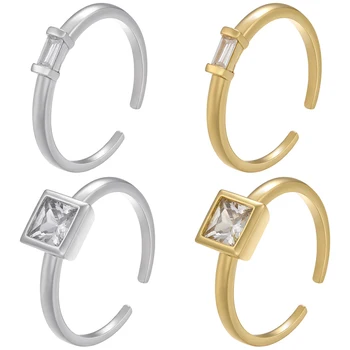 ZHUKOU, тонкое золотое кольцо с геометрическим квадратом для женщин, Модное открывающее кольцо, Простое женское кольцо, Ювелирные изделия Оптом VJ359